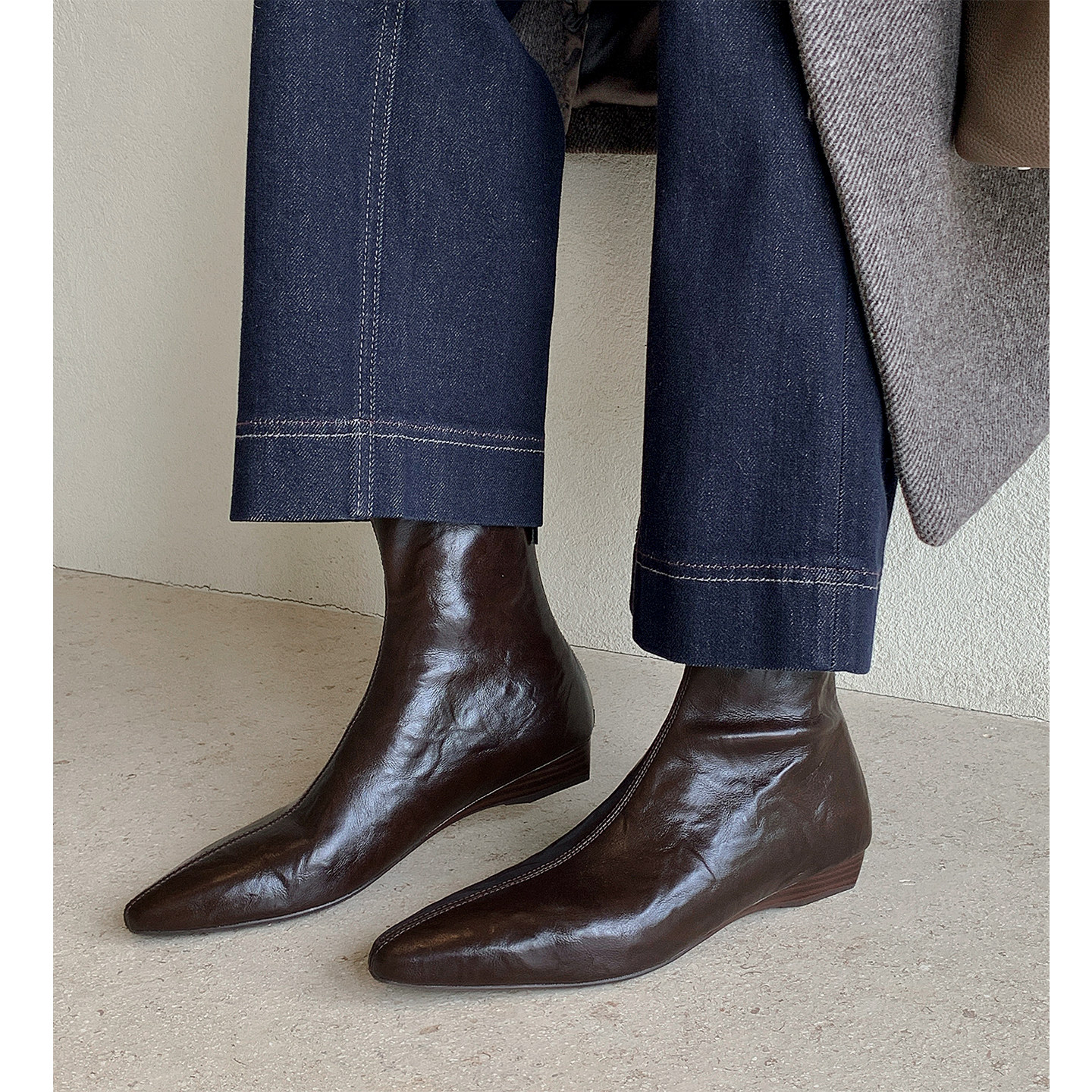 Kmeizu一体成型2cm低跟短靴女秋冬弹力瘦瘦靴后拉链简级及踝马靴,淘宝优惠券,粉丝福利购,淘宝优惠卷