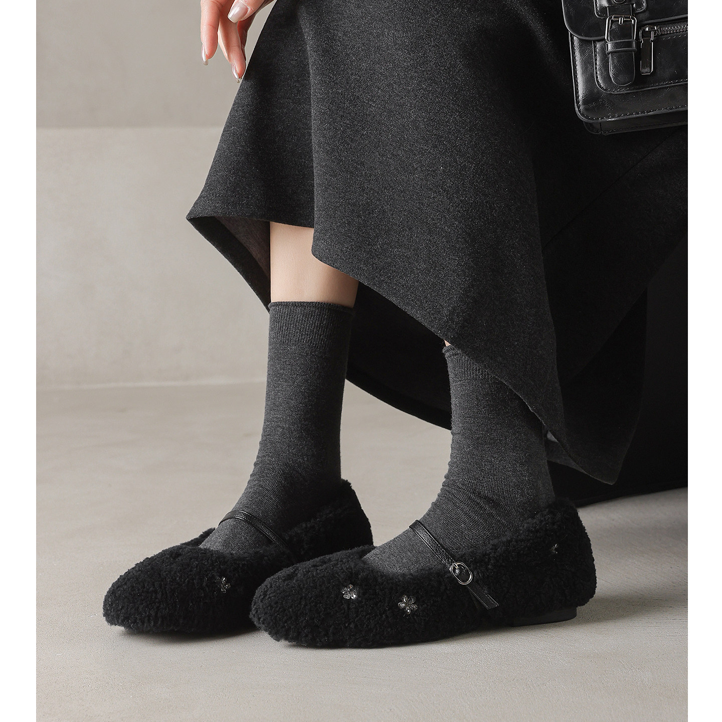 Kmeizu巨软平底毛毛鞋女加绒玛丽珍鞋一字扣带保暖甜妹单鞋配大衣,淘宝优惠券,粉丝福利购,淘宝优惠卷