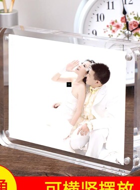 acrylic photo frame set with print photo crystal plexiglass