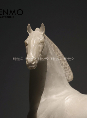 本墨 复古白马雕塑摆件家居饰品白色马客厅酒店电视柜装饰礼品