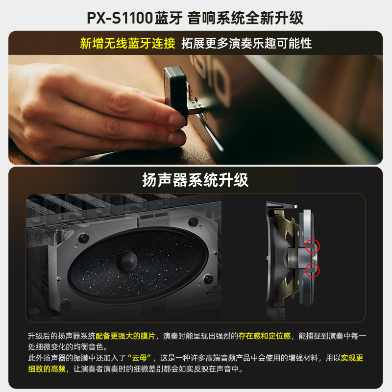 casio卡西欧电钢琴88键重锤pxs1100成人初学入门专业考级便携家用 - 图3