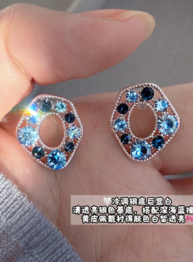 Minky「旧梦绯」不规则几何耳钉硅胶耳夹无耳洞复古耳环锆石耳饰