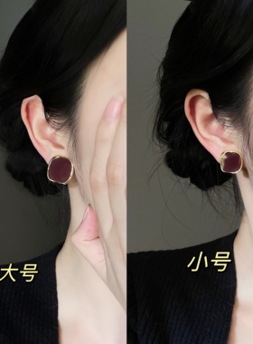 复古红色耳环蚊香盘耳夹无耳洞女