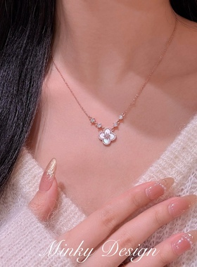 「四叶幻想」高颜值百搭四叶草项链满钻颈链小众精致锁骨链高级感