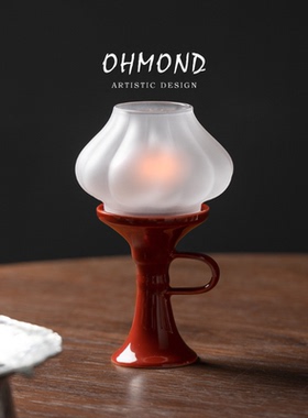 OHMOND | 宋式清雅琉璃烛台灯罩 中式家居氛围灯茶室桌面烛火摆件