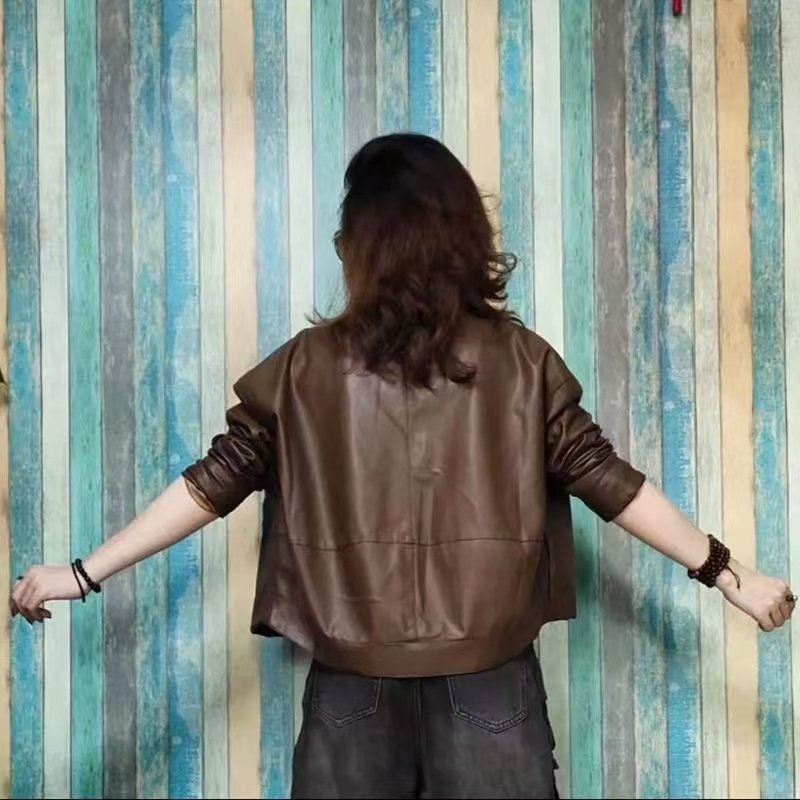 欧洲站2026秋冬新款时尚百搭简约纯色短款PU皮机车夹克外套女潮,淘宝优惠券,粉丝福利购,淘宝优惠卷