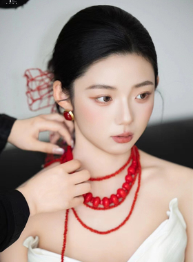 芸琪婚饰双层项链个性晨袍新中式配饰小众项链叠戴珍珠项链敬酒服