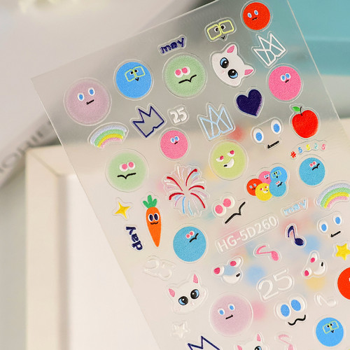 五月天应援美甲贴纸5D浮雕数字可爱卡通mayday图案指甲贴纸饰品贴 - 图1