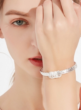 三生三世多圈手镯银手环素银时尚银环个性年轻银饰女