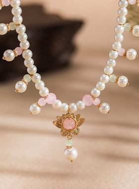 甜美汉服花瓣儿童项链日常流苏锁骨链少女配饰坦领唐风水滴仙气