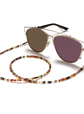 ins韩国挂脖diy口罩挂链玳瑁色串珠无线蓝牙耳机防丢链眼镜链挂绳