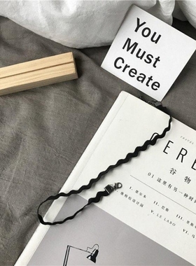 黑色波浪简约百搭项圈choker锁骨链女颈带项链chocker