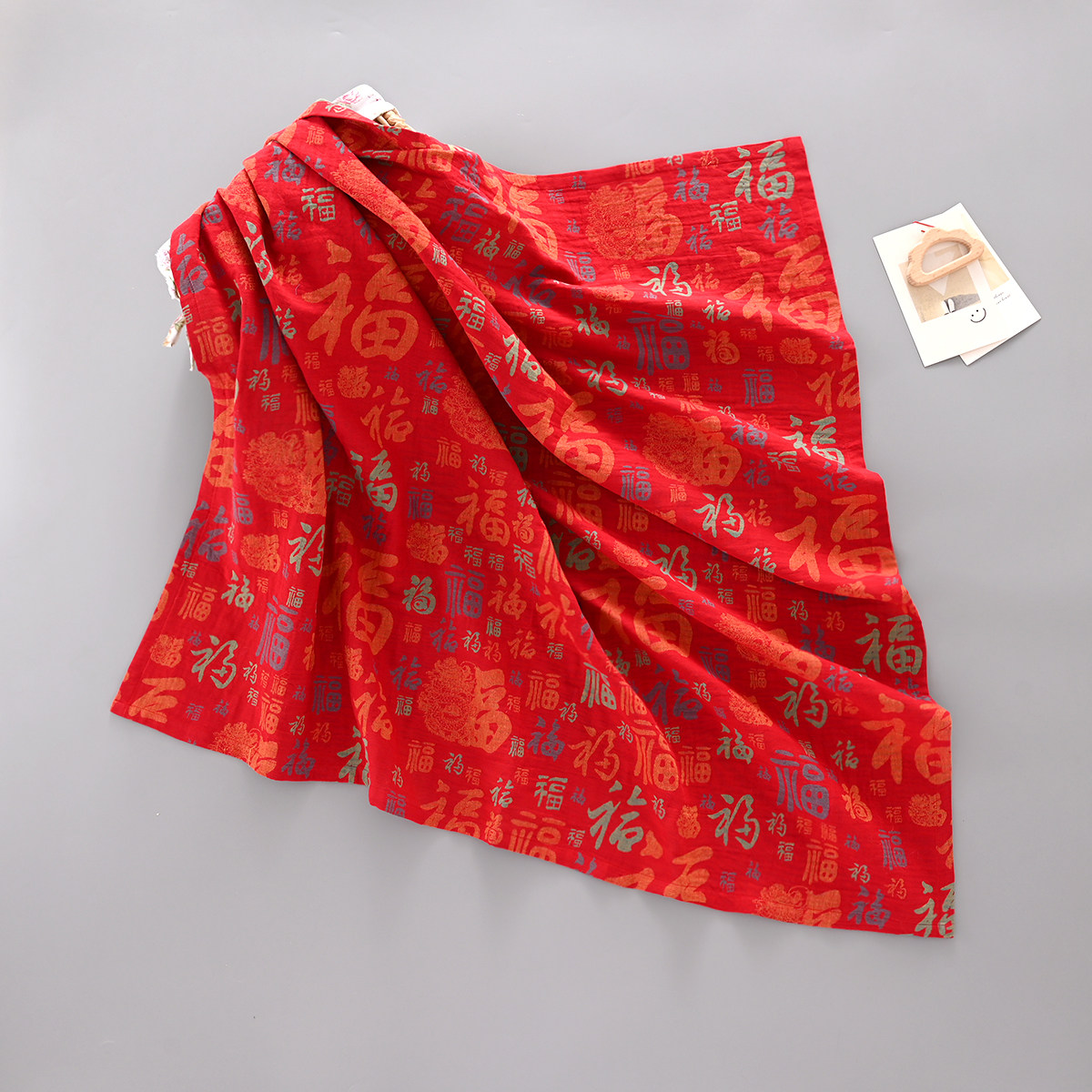 婴儿百福被子包单纯棉薄款初生大红抱被宝宝包巾出院包裹巾抱毯子