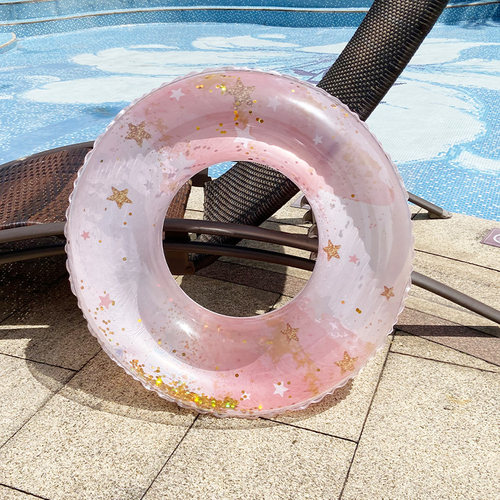 儿童亮片网红泳圈成人男女游泳圈充气加厚救生圈初学者腋下浮圈 - 图0