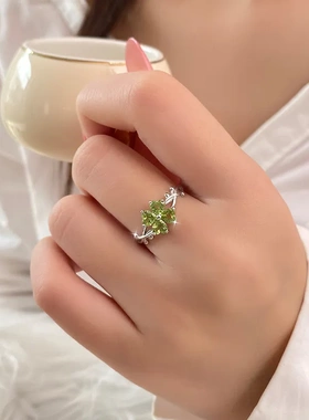 S925银四叶草开口可调女士戒指