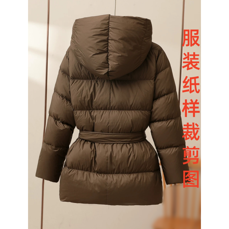 服装裁剪纸样图1961款女士收腰连帽羽绒服外套样板图diy11设计,淘宝优惠券,粉丝福利购,淘宝优惠卷