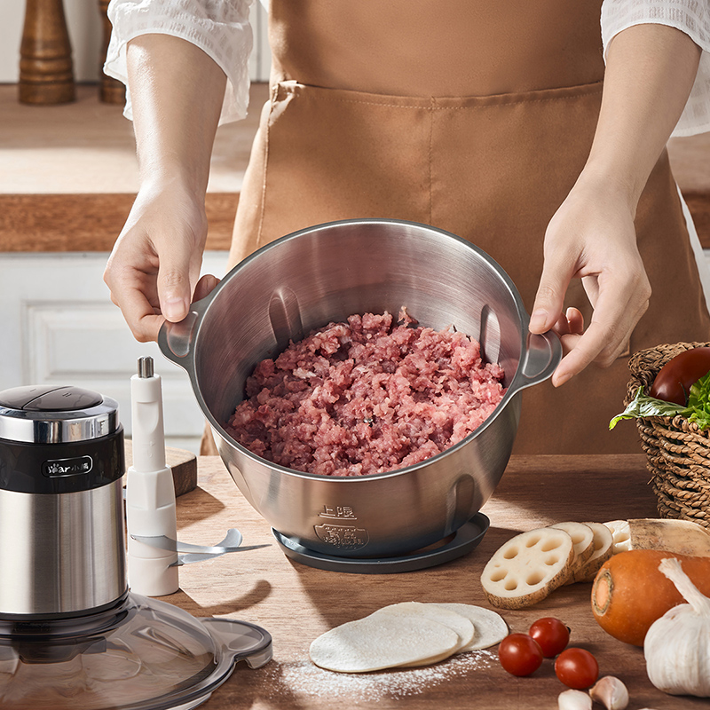 小熊绞肉机家用电动小型搅拌机多功能全自动碎肉绞馅料理机不锈钢 - 图3