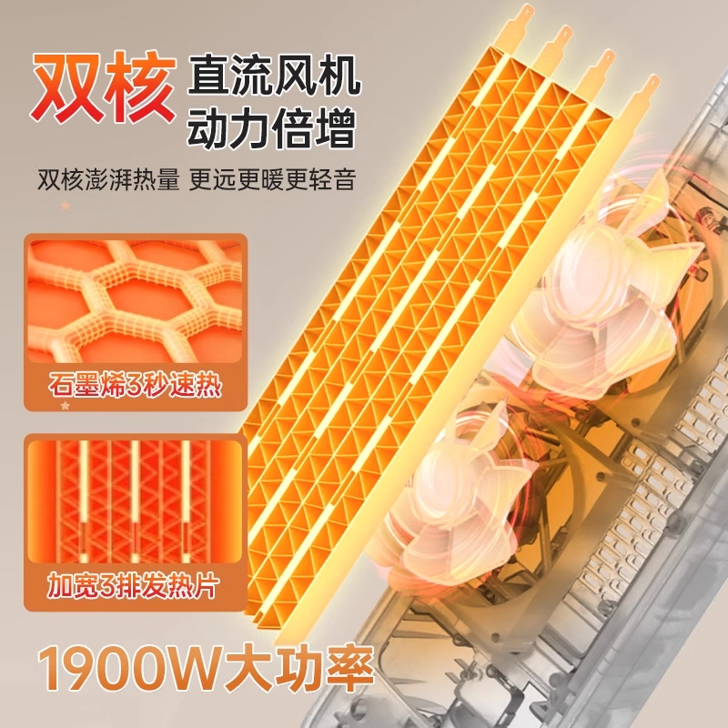 小熊取暖器家用暖风机热风机静音电暖器节能烤火炉器小太阳暖气机 - 图1