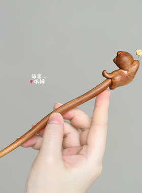 发簪檀木新中式古风盘发
