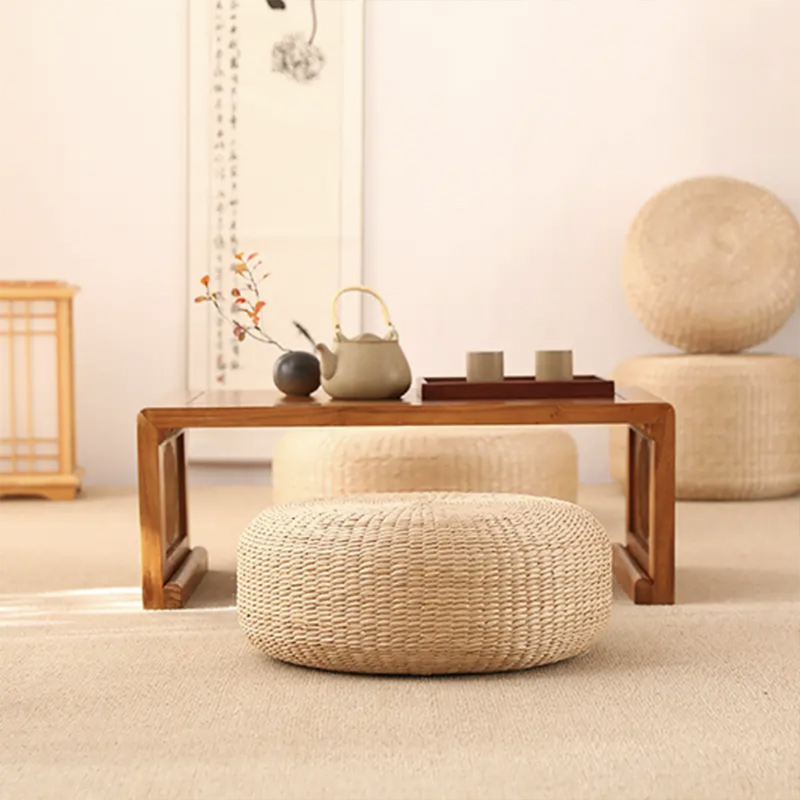 蒲团坐垫家用地上懒人日式榻榻米地板打坐禅修草编垫子飘窗圆坐墩