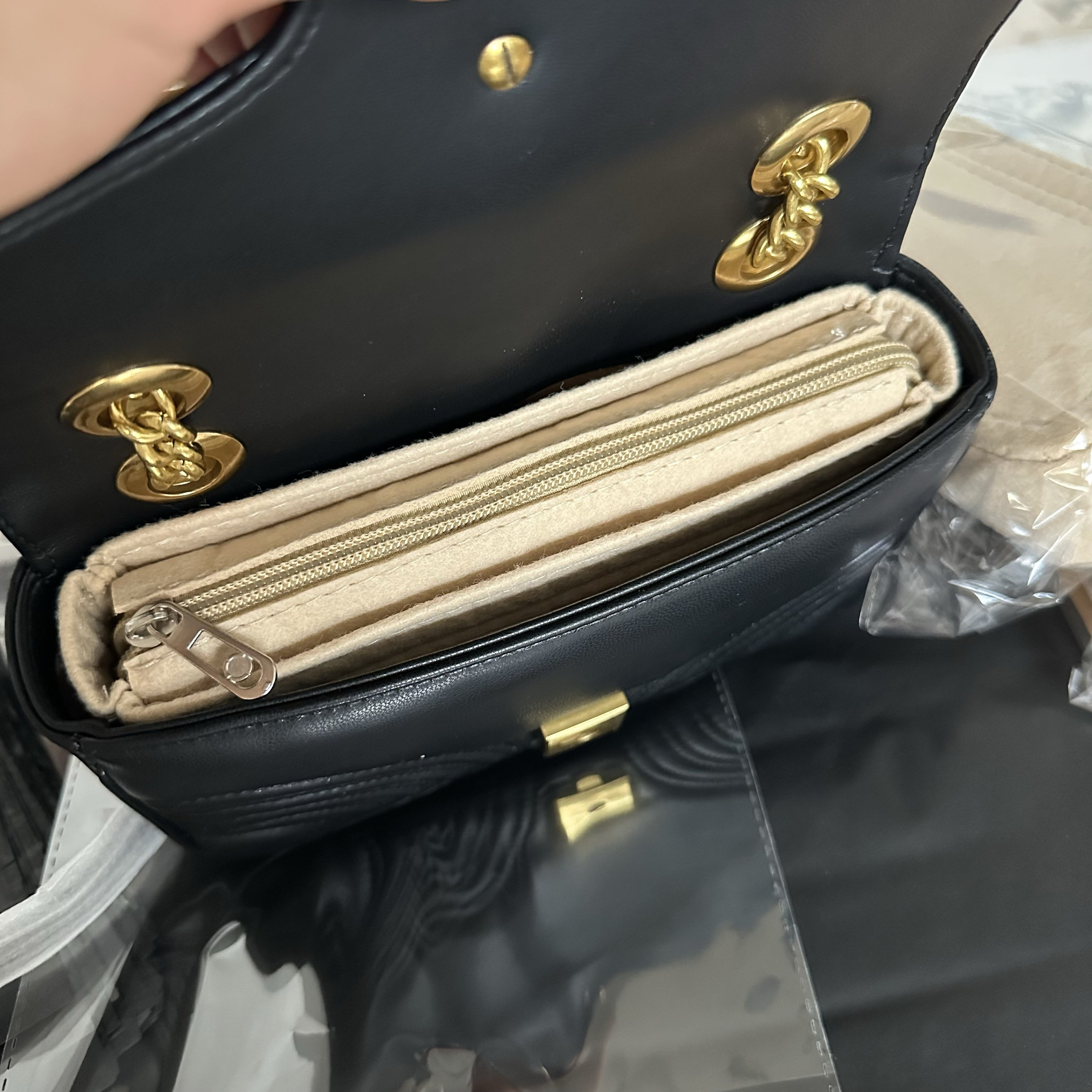 适用于gucci古驰马蒙内胆包marmont小号收纳mini22化妆包撑包中包,淘宝优惠券,粉丝福利购,淘宝优惠卷