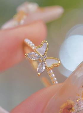 九紫离火运偏财蝴蝶戒指细款微镶戒指轻奢精致高级感食指戒尾戒