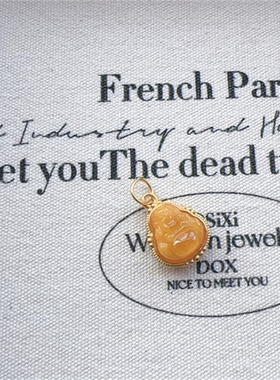 小红薯热卖天然蜜蜡mini佛公925银项链新中式高级感小众设计轻奢