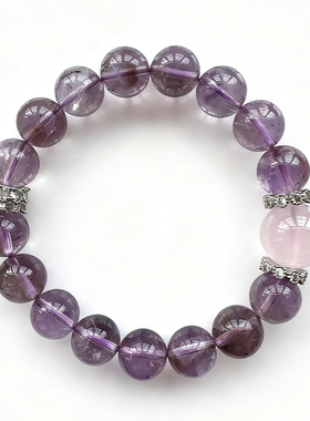 清仓孤品天然水晶手链女款单圈多圈手串紫水晶黑曜石白水晶玛瑙