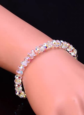 施家闪闪奥地利水晶高感手串女简约时尚甜美百搭气质首饰转运手链