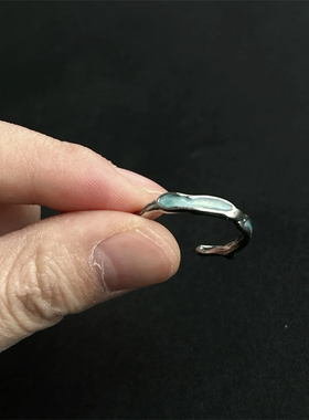 小红薯薄荷色不规则肌理开口指环百搭气质戒指小众时尚饰品配饰