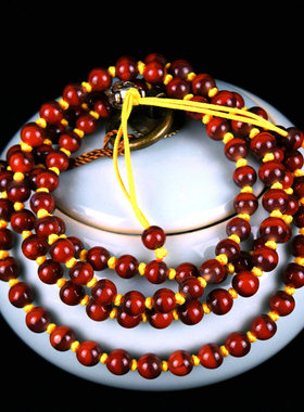 天然战国红精品同料塔串佛珠项链