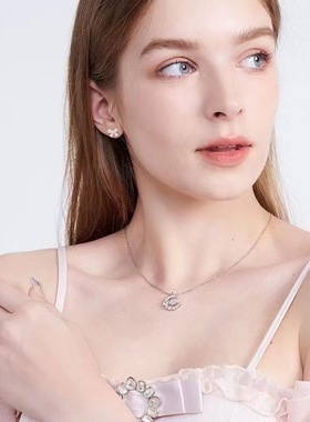 日系CherryKoko月亮蝴蝶项链伴月蝴蝶女夏锁骨链星星闪钻简约