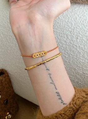 日系cherrykokos925银五帝铜钱币红绳新款手绳女新中式国风