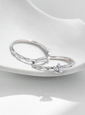 法国chrry koopd色莫桑钻s925银奢华气质超闪排指食指戒女