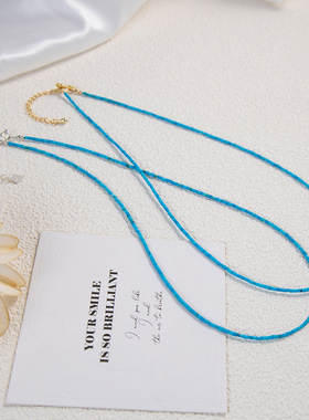 李佳棋推荐极细蓝松1mm显白串珠项链女款锁骨链原创轻奢气质小众