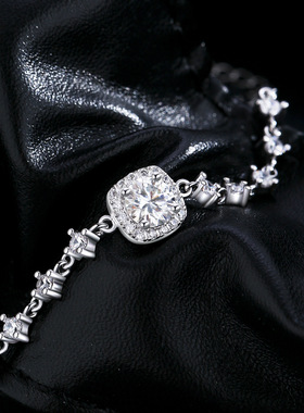 法国chrry koop80分莫桑钻s925银高颜值奢华ins风方糖几何满钻