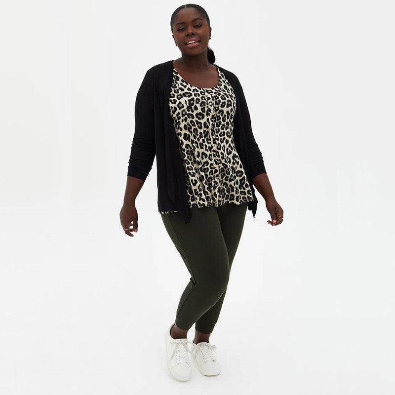 Super Soft Vest大码修身豹纹显瘦花色透气圆领包扣套头打底背心,淘宝优惠券,粉丝福利购,淘宝优惠卷