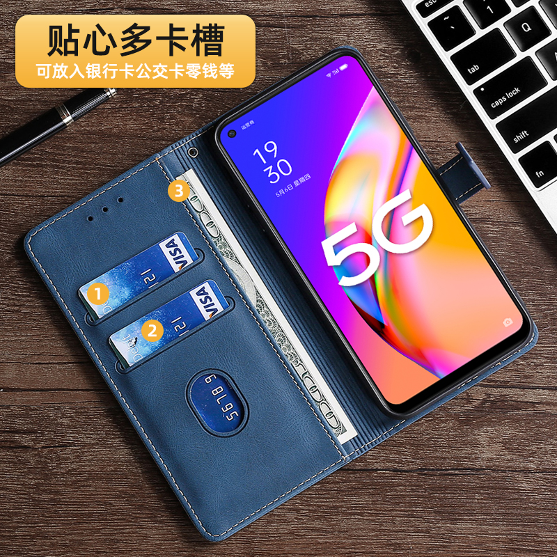 oppof19pro+5g手机壳翻盖OPPO F19Pro保护套真皮0pp0F19全包防摔F9por创意双面外壳男士女款新品耐脏高级商务-图3