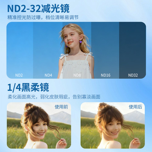 JJC 三合一滤镜1/4黑柔滤镜四分之一可变nd滤镜可调ND2-32减光镜cpl偏振镜人像风光摄影视频复合镜相机配件 - 图2