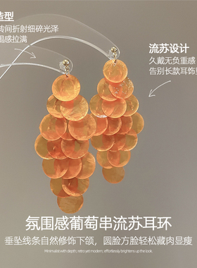 海边度假风贝壳款流苏耳钉女