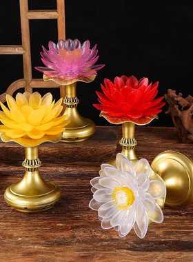 莲花灯led充电琉璃佛供灯供佛灯
