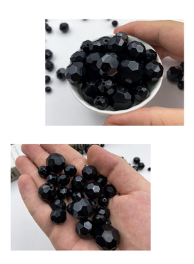 直孔黑色32面切面diy串珠亚克力