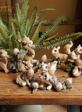 森林系列松果树脂装饰庭院摆件