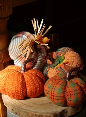 可爱柔软手工布艺南瓜装饰摆件