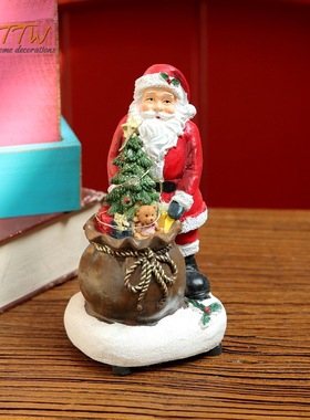 派礼物的圣诞老公公人物公仔摆件