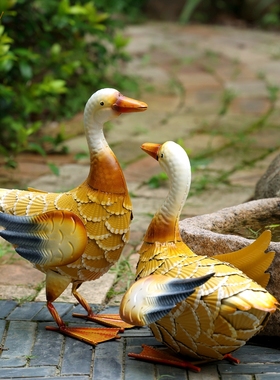 户外花园庭院装饰铁艺黄鸭子摆件