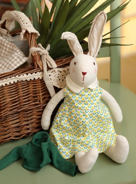 韩版碎花兔兔玩偶布艺安抚摆件