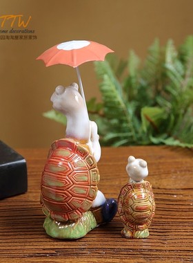 摆件儿童房可爱撑伞兔摆件可爱