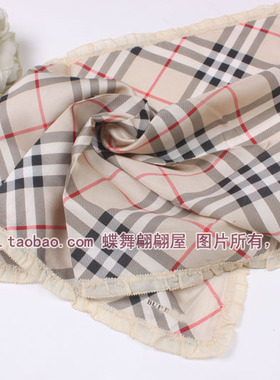 日本 100支纯棉细腻小方巾花边手帕手绢头巾50cm