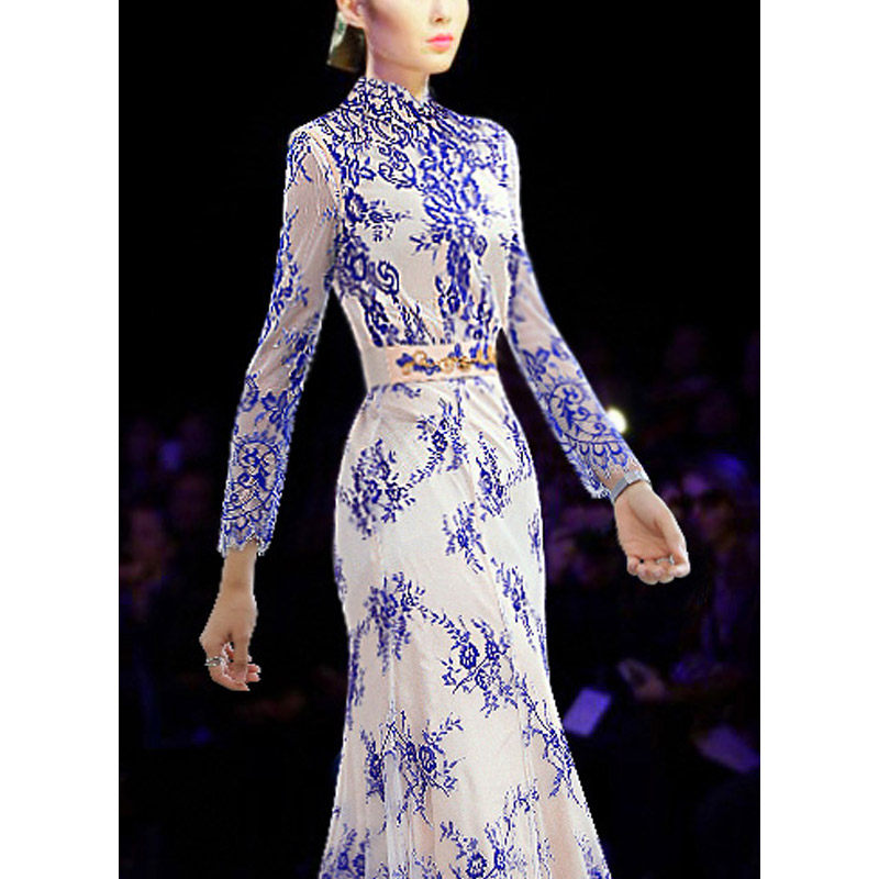 现货国风旗袍领女神范气质春连衣裙 女巫和骑士连衣裙